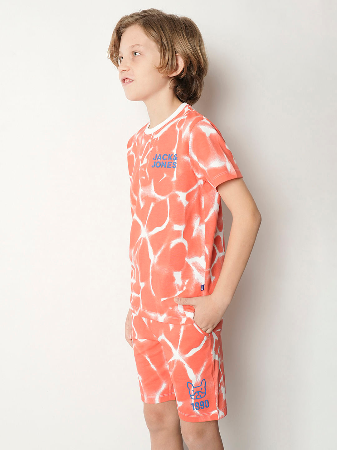 Boys Orange Tie & Dye Co-ord Set T-shirt