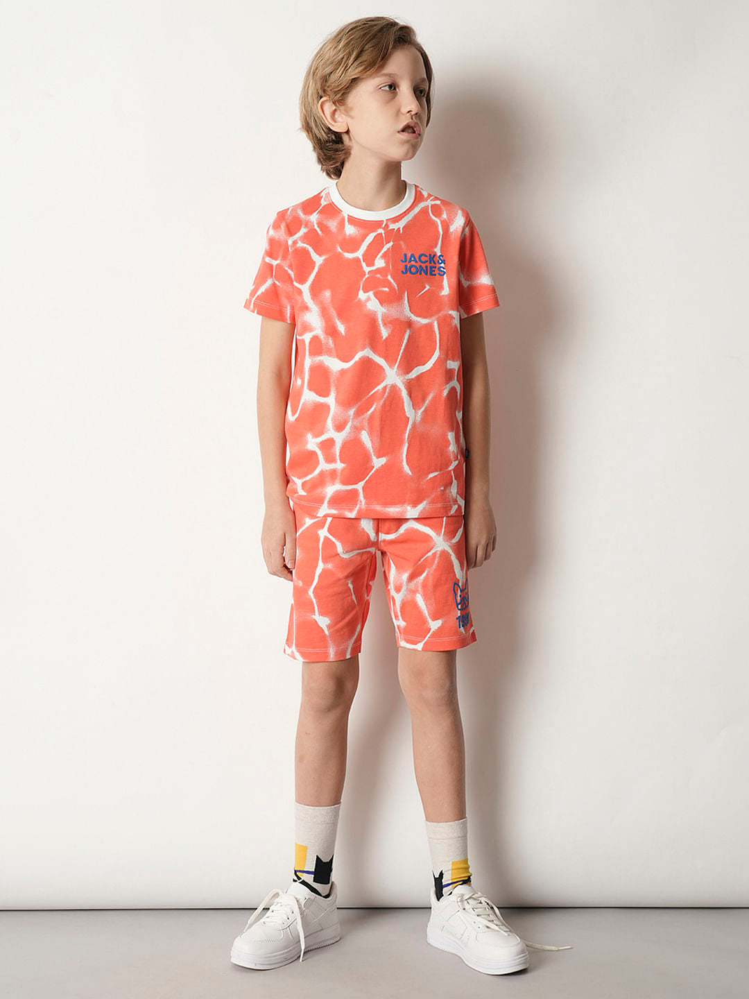 Boys Orange Tie & Dye Co-ord Set T-shirt