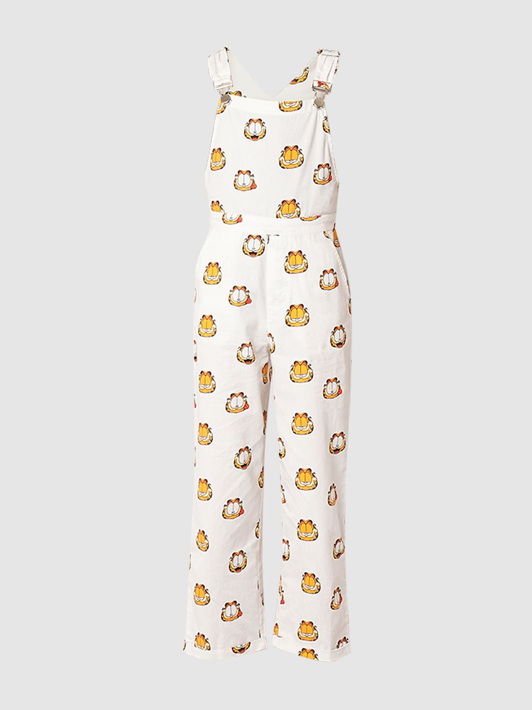 Boys White Garfield Print Dungaree