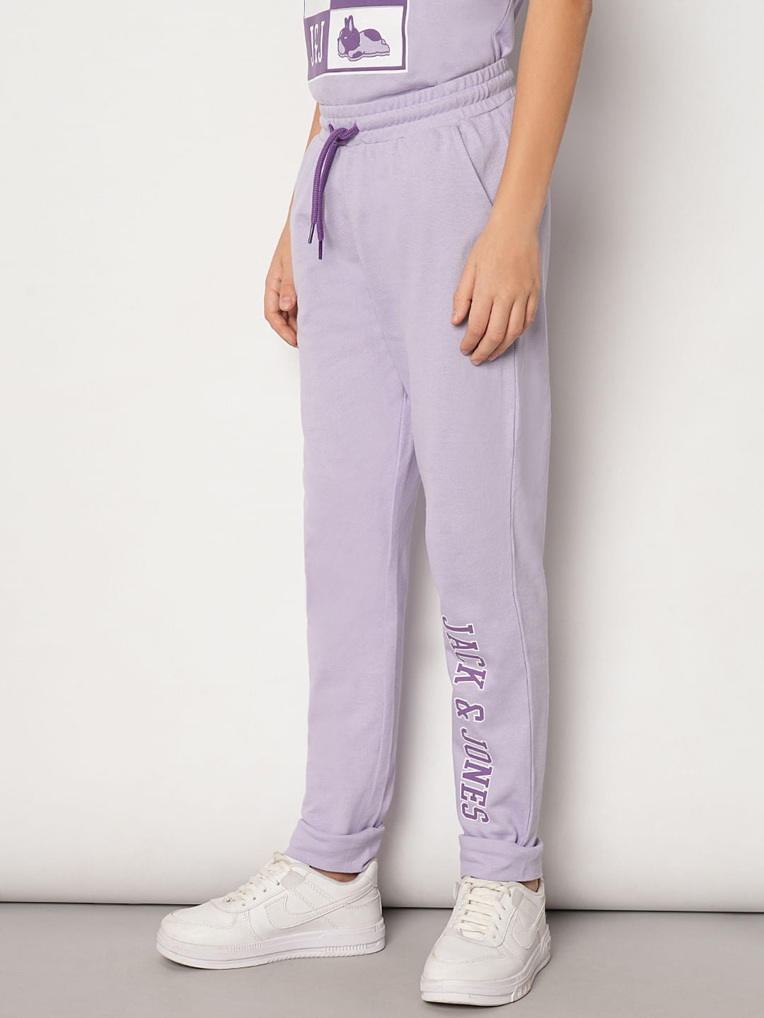 Boys Lilac Printed Co-ord Set Sweatpants