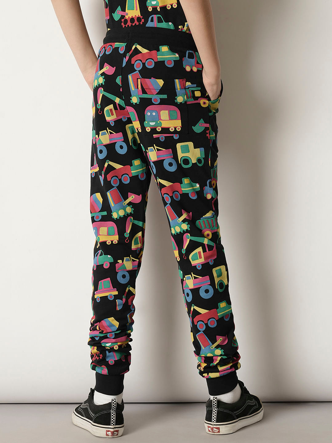 Boys Black Car Print Co-ord Set Sweatpants