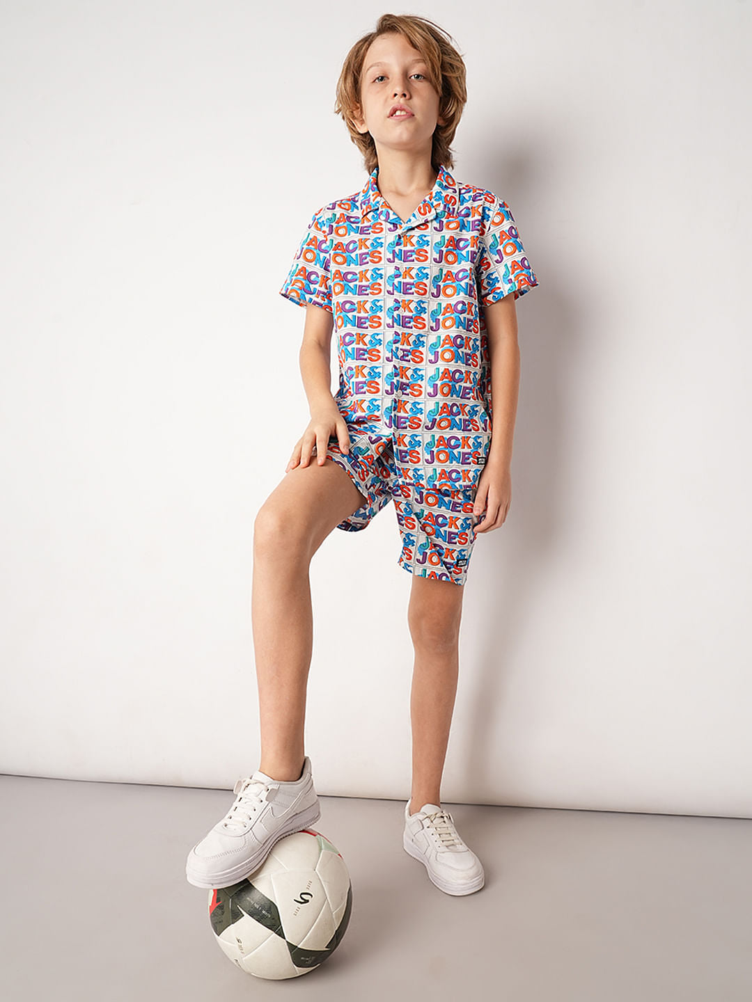 White Logo Print Co-ord Set Shorts - 4/5Y