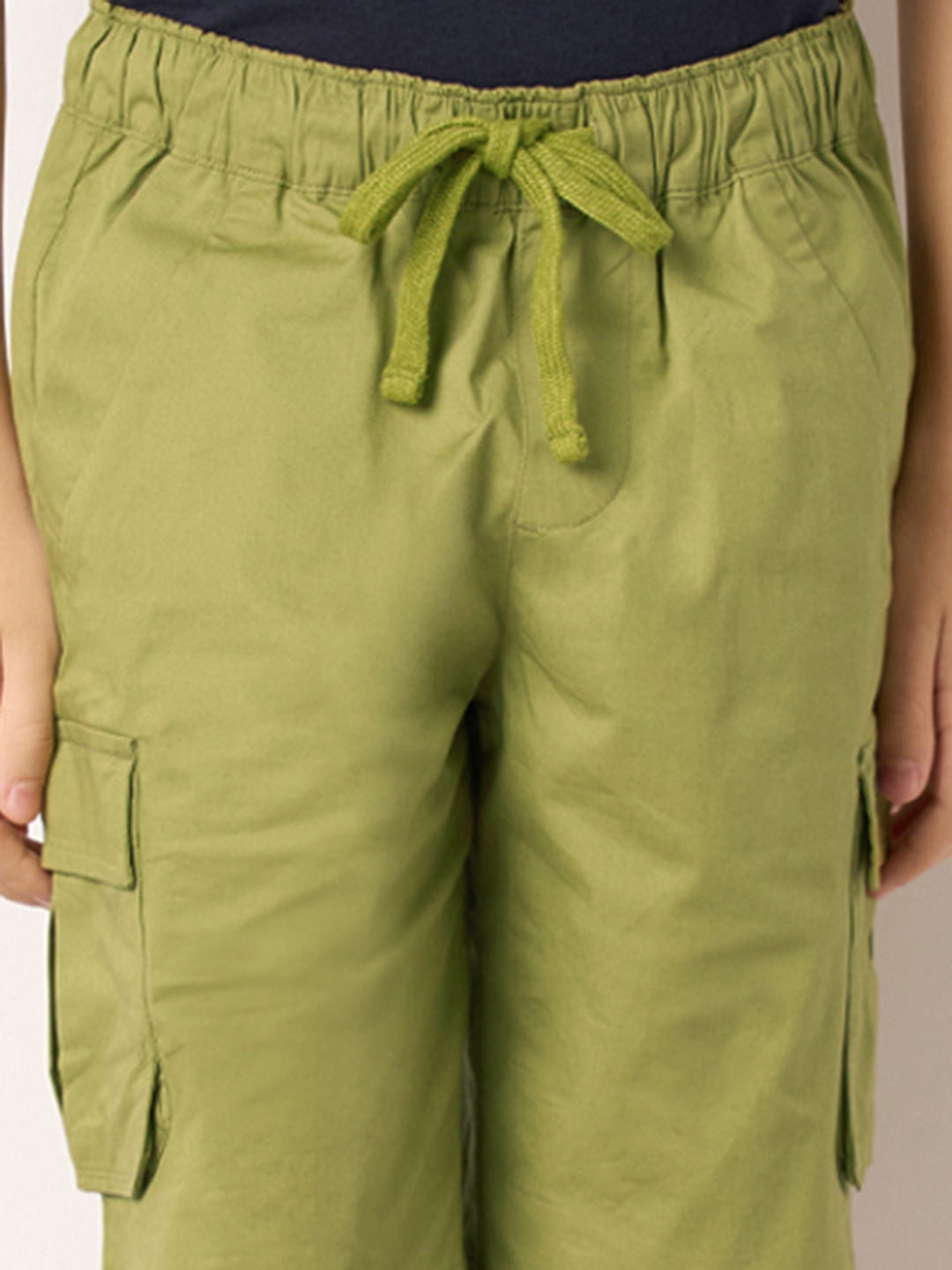 Boys Green Cotton Cargo Shorts