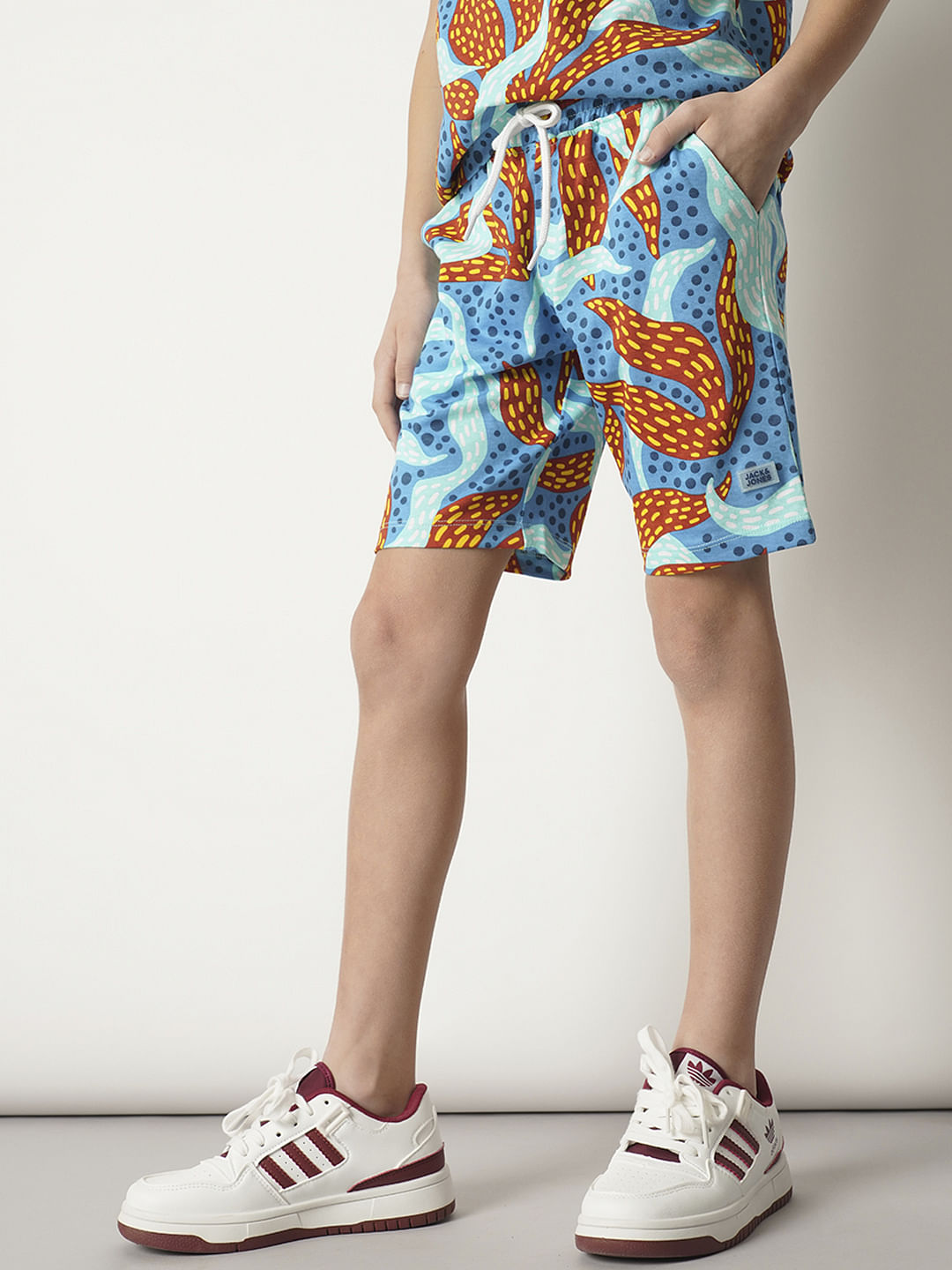 Boys Blue Coral Print Co-ord Set Shorts