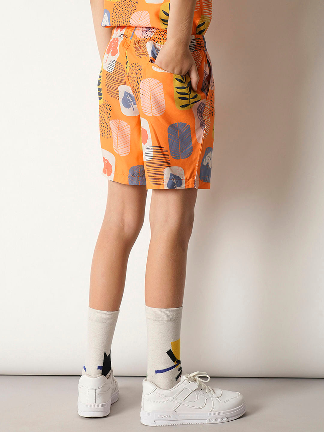 Boys Orange Tropical Print Co-ord Set Shorts