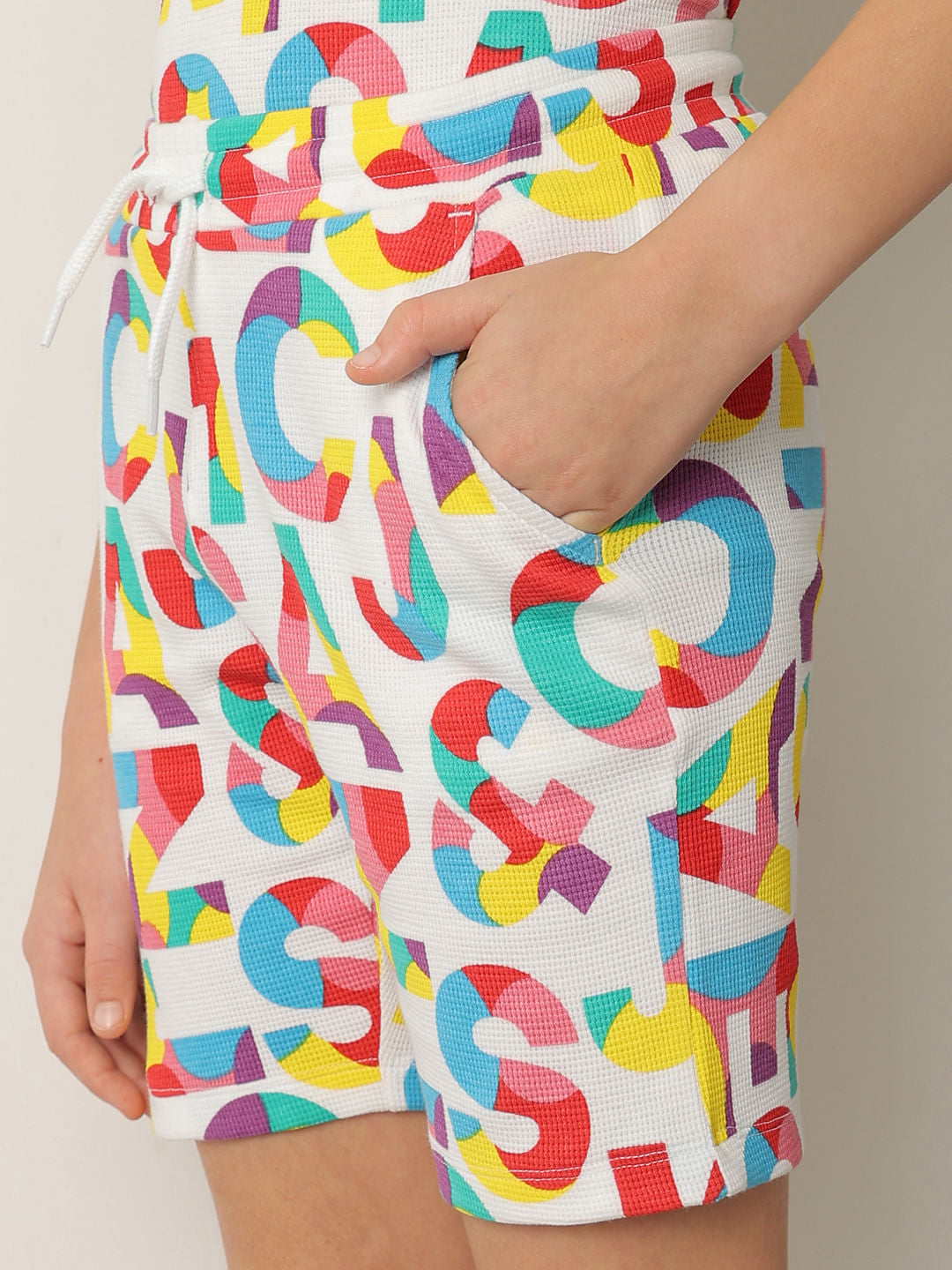 Boys White Logo Print Co-ord Set Shorts