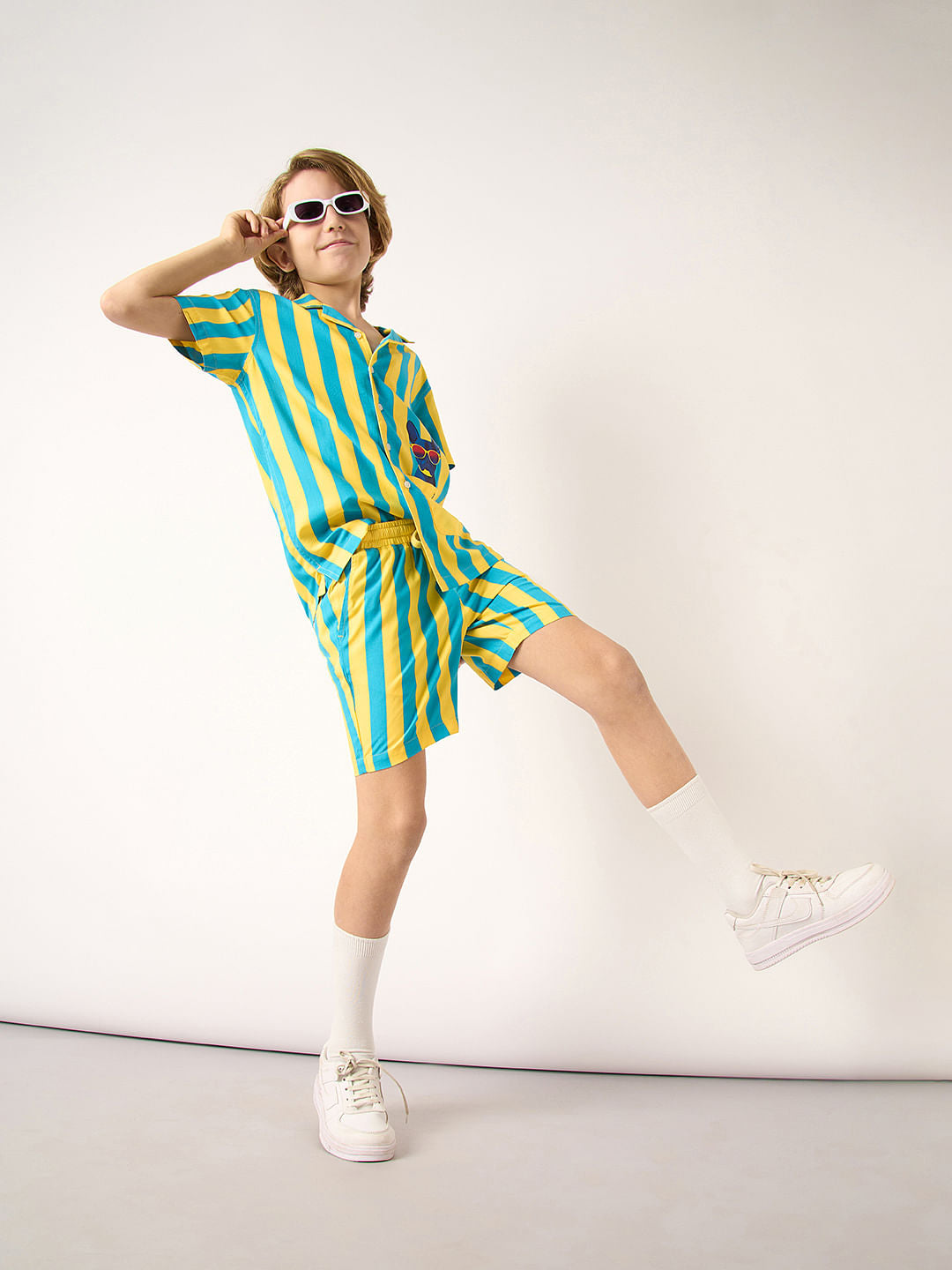 Boys Yellow Striped Co-ord Set Shorts - 4/5Y