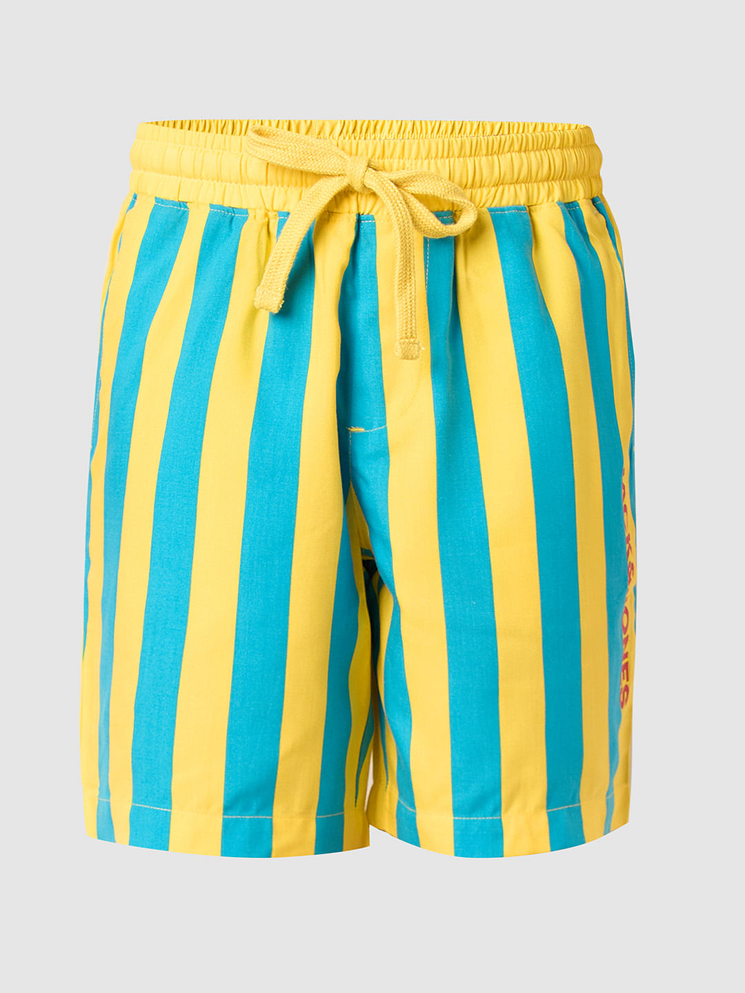 Boys Yellow Striped Co-ord Set Shorts