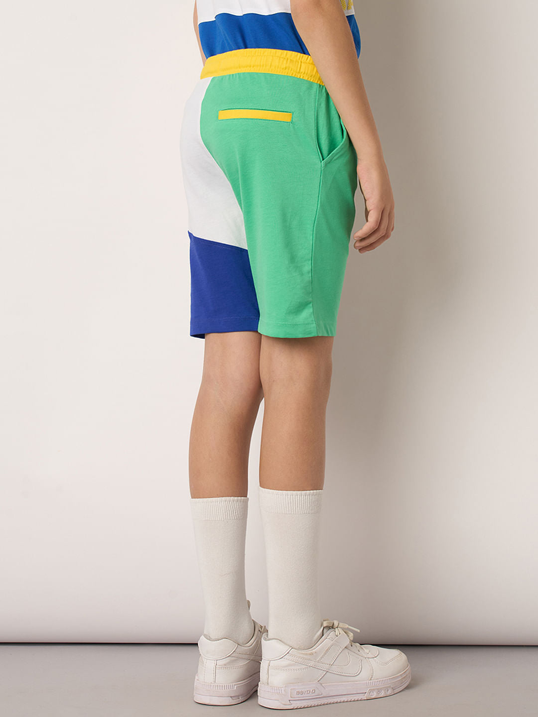 Boys Green Colourblocked Co-ord Set Shorts