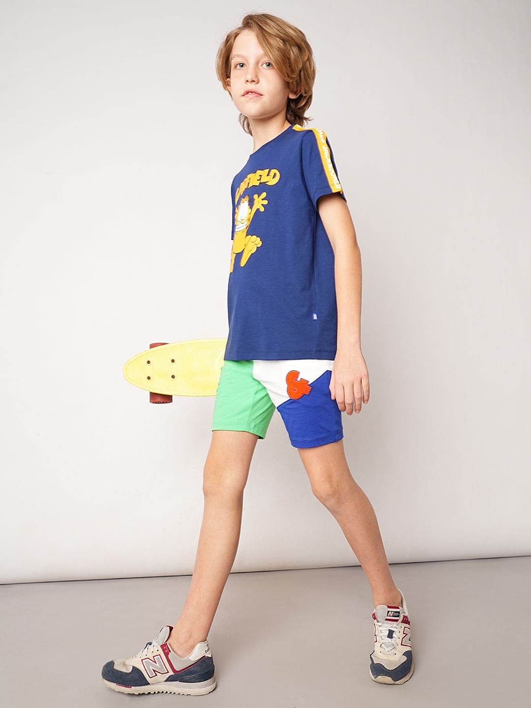 Blue Colourblocked Co-ord Set Shorts