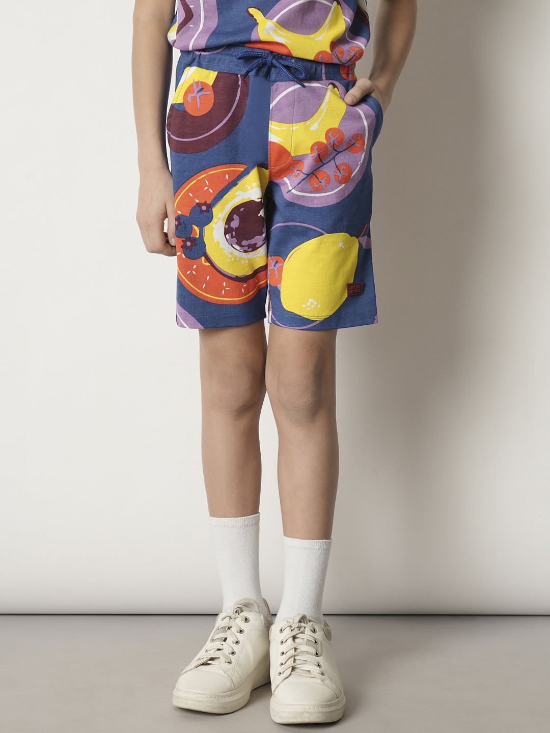 Boys Blue Fruit Print Co-ord Set Shorts