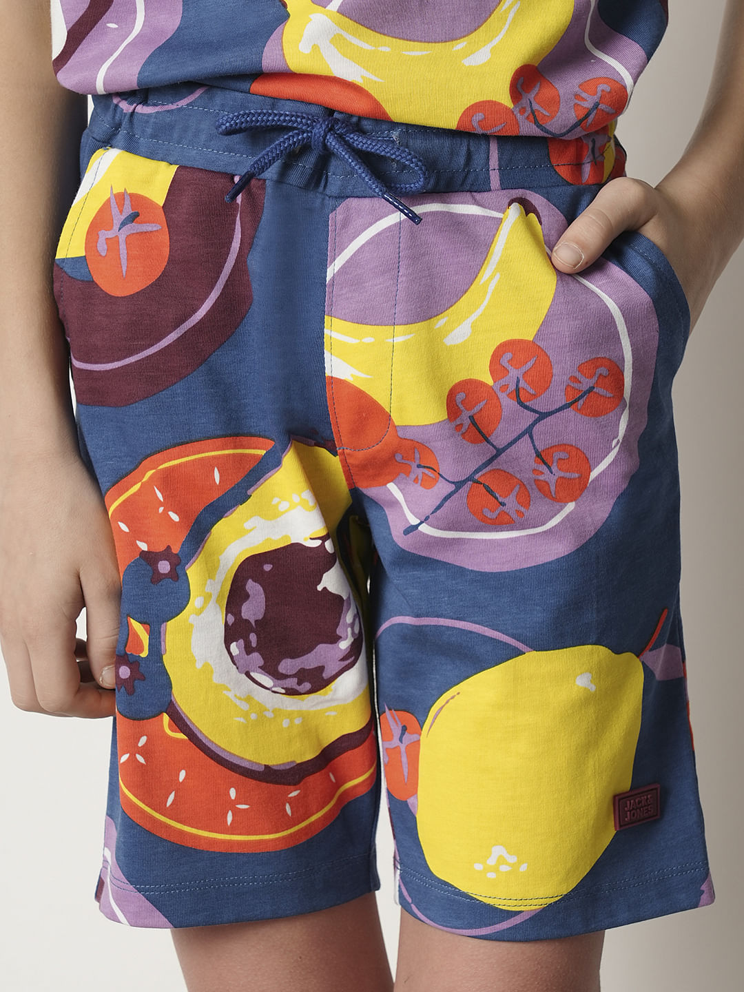Boys Blue Fruit Print Co-ord Set Shorts
