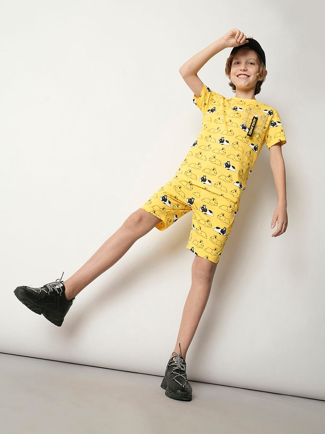 Boys Yellow Sleepy Dog Co-ord Set Shorts - 11/12Y