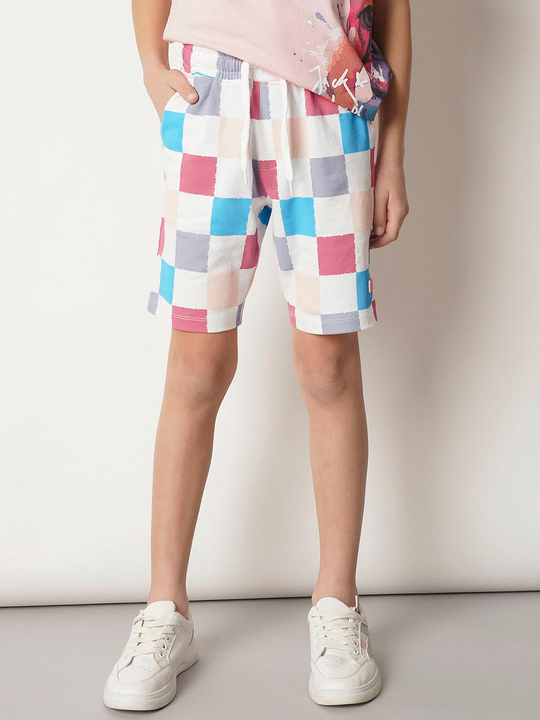 Boys Pink Colourblocked Co-ord Set Shorts