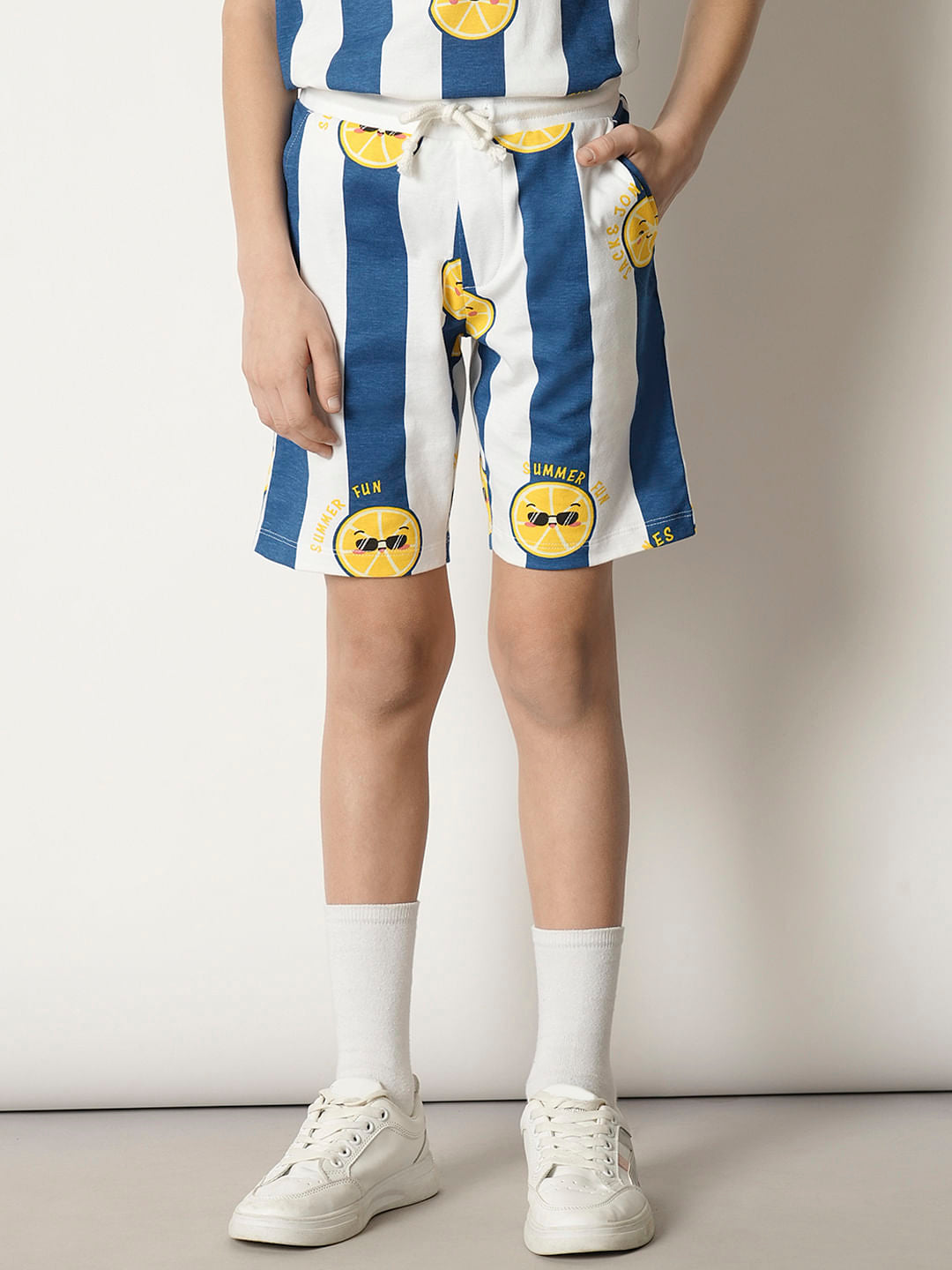Boys Blue Smiley Print Co-ord Set Shorts