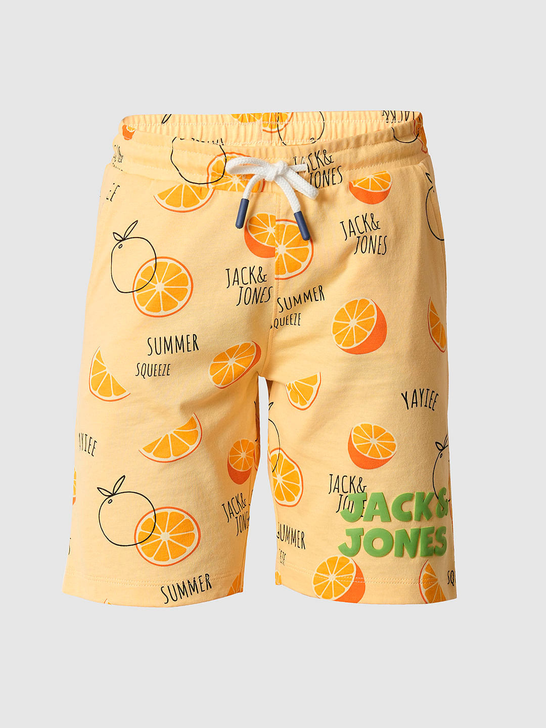 Boys Orange Fruits Print Co-ord Set Shorts