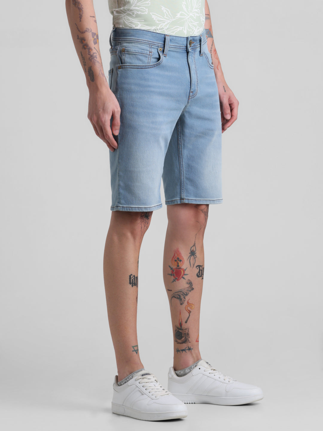 Blue Washed Denim Shorts