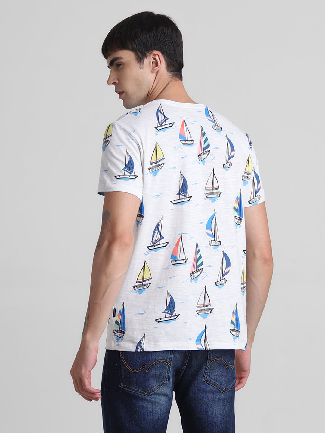 White Printed Cotton T-shirt