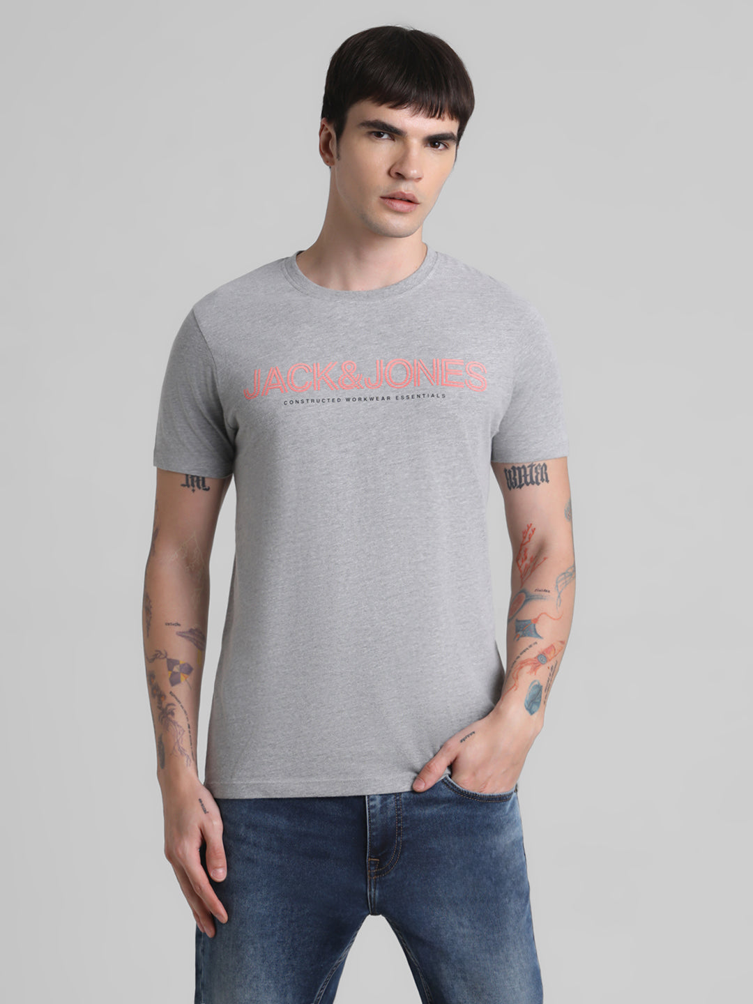 Grey Logo Print T-shirt