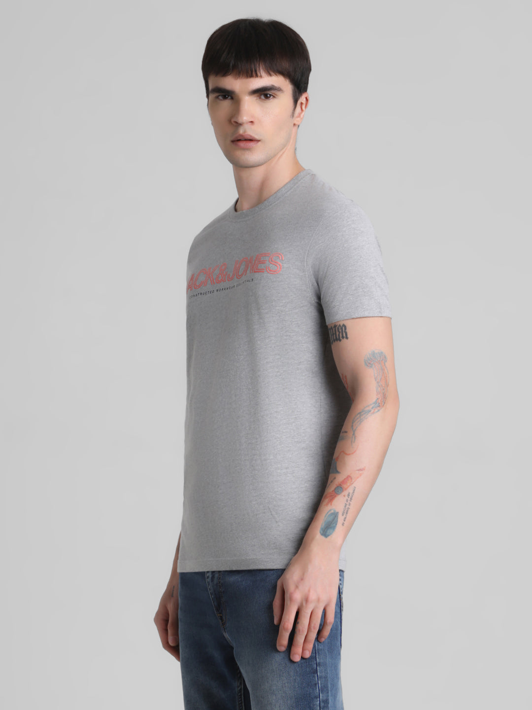 Grey Logo Print T-shirt