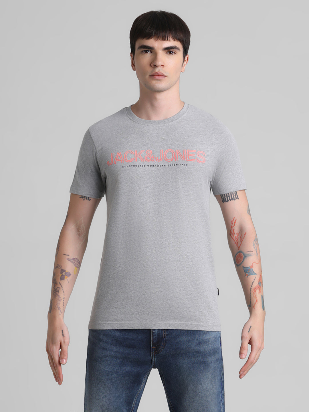 Grey Logo Print T-shirt