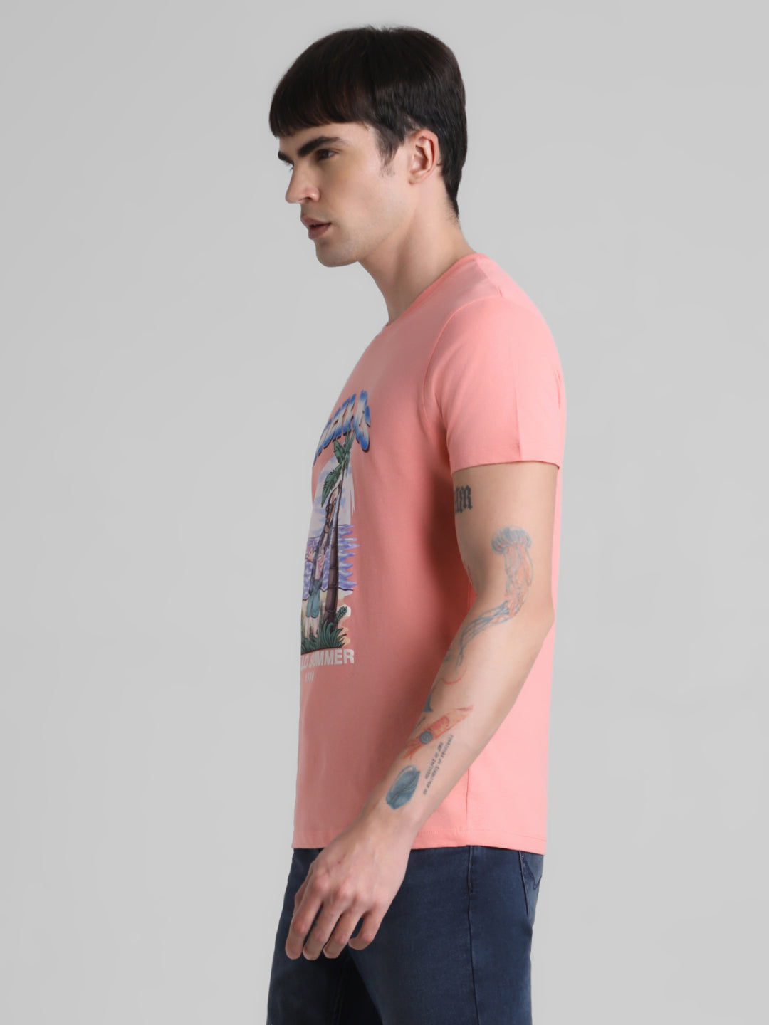 Pink Graphic Print Cotton T-shirt