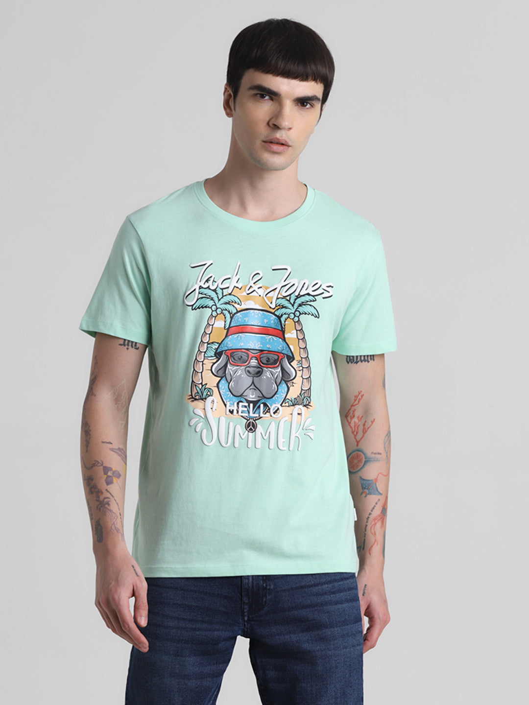 Green Graphic Print Cotton T-shirt