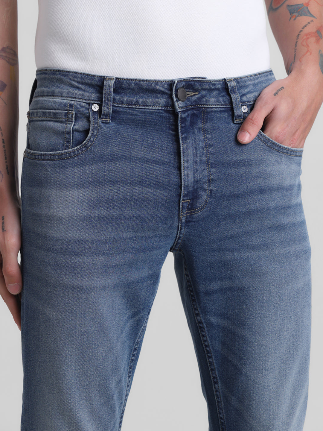 Light Blue 5 Pocket Glenn Slim Jeans