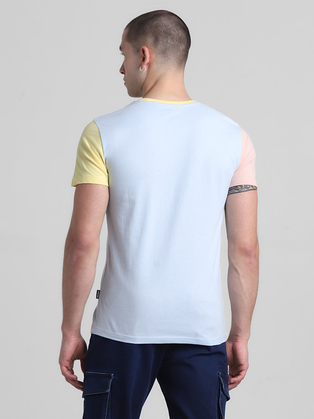 Colourblocked Printed Cotton T-shirt