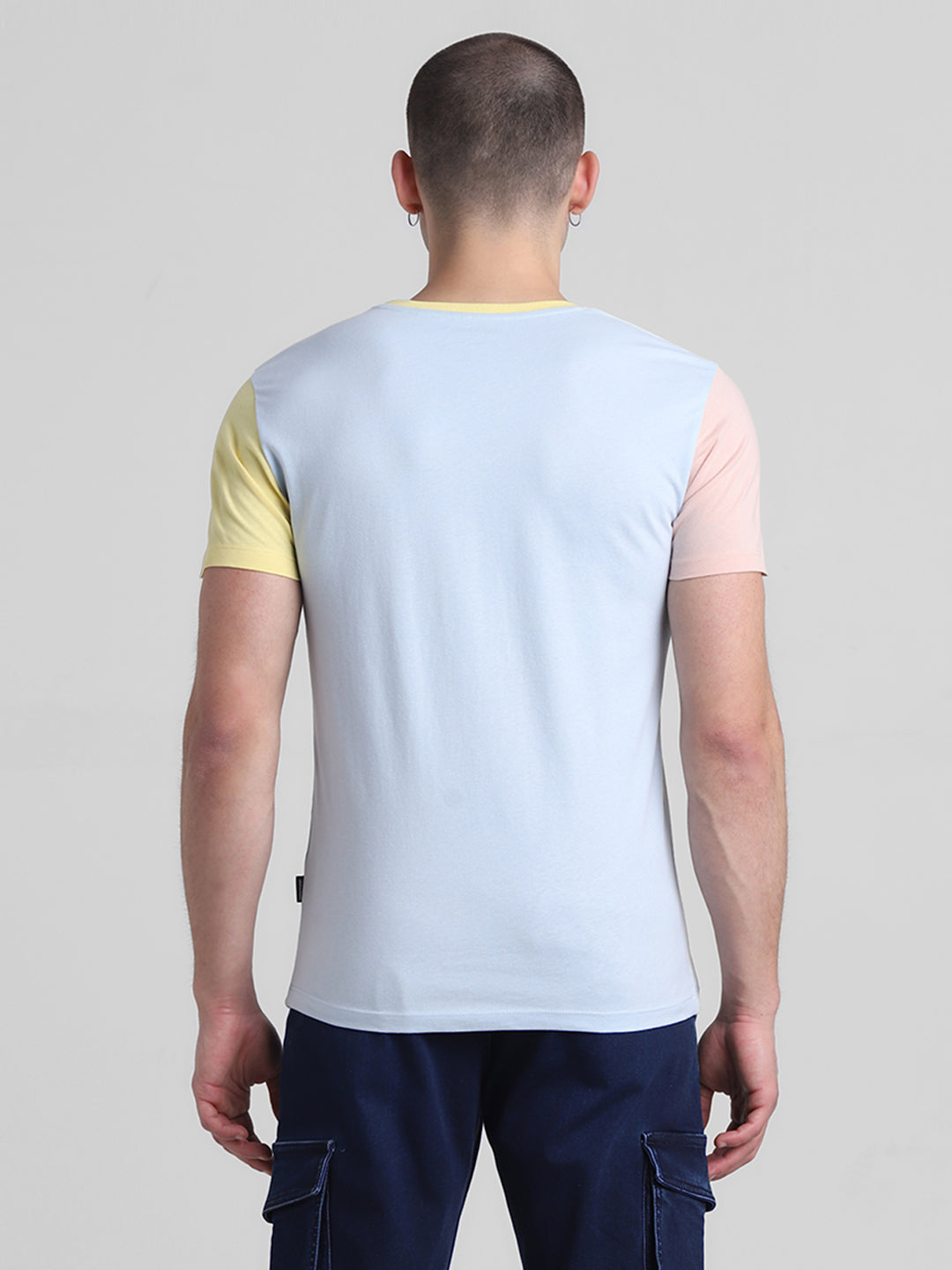 Colourblocked Printed Cotton T-shirt