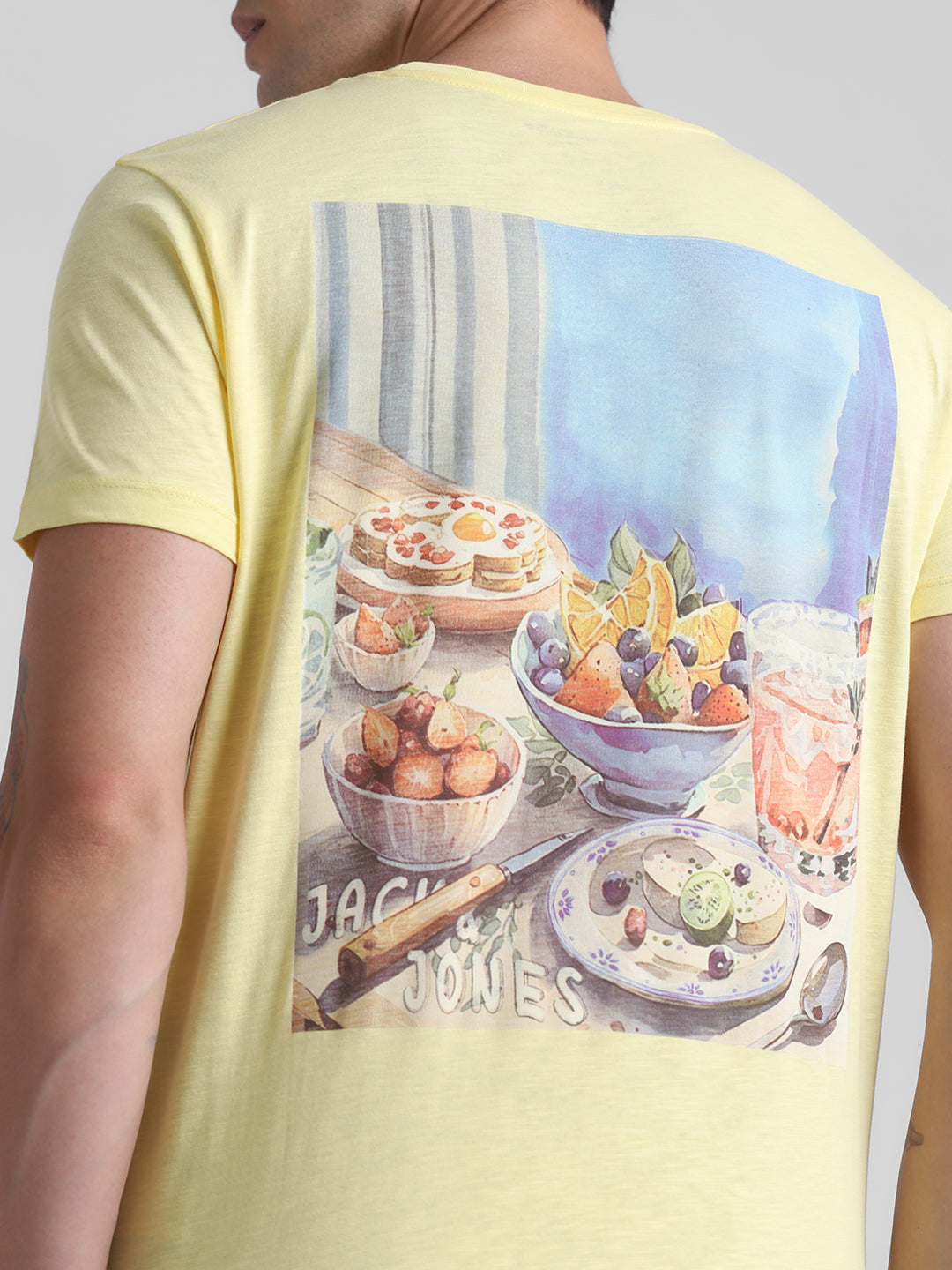 Yellow Printed Cotton T-shirt