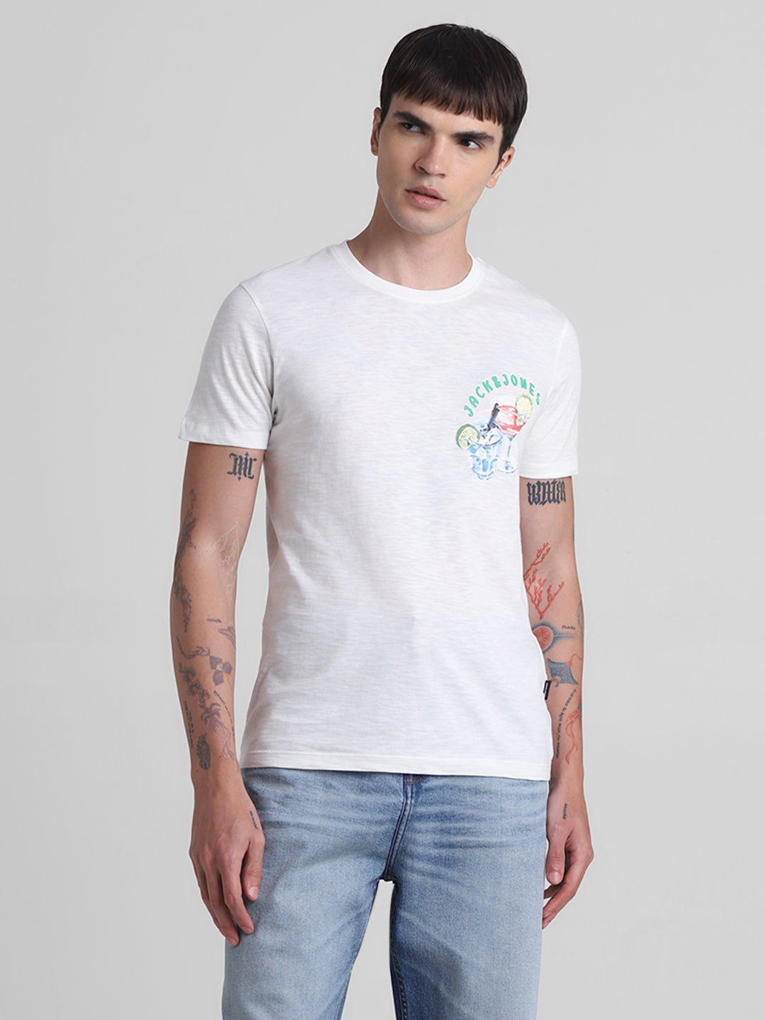 White Back Printed Cotton T-shirt