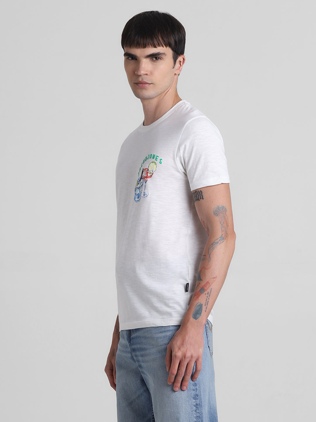 White Back Printed Cotton T-shirt