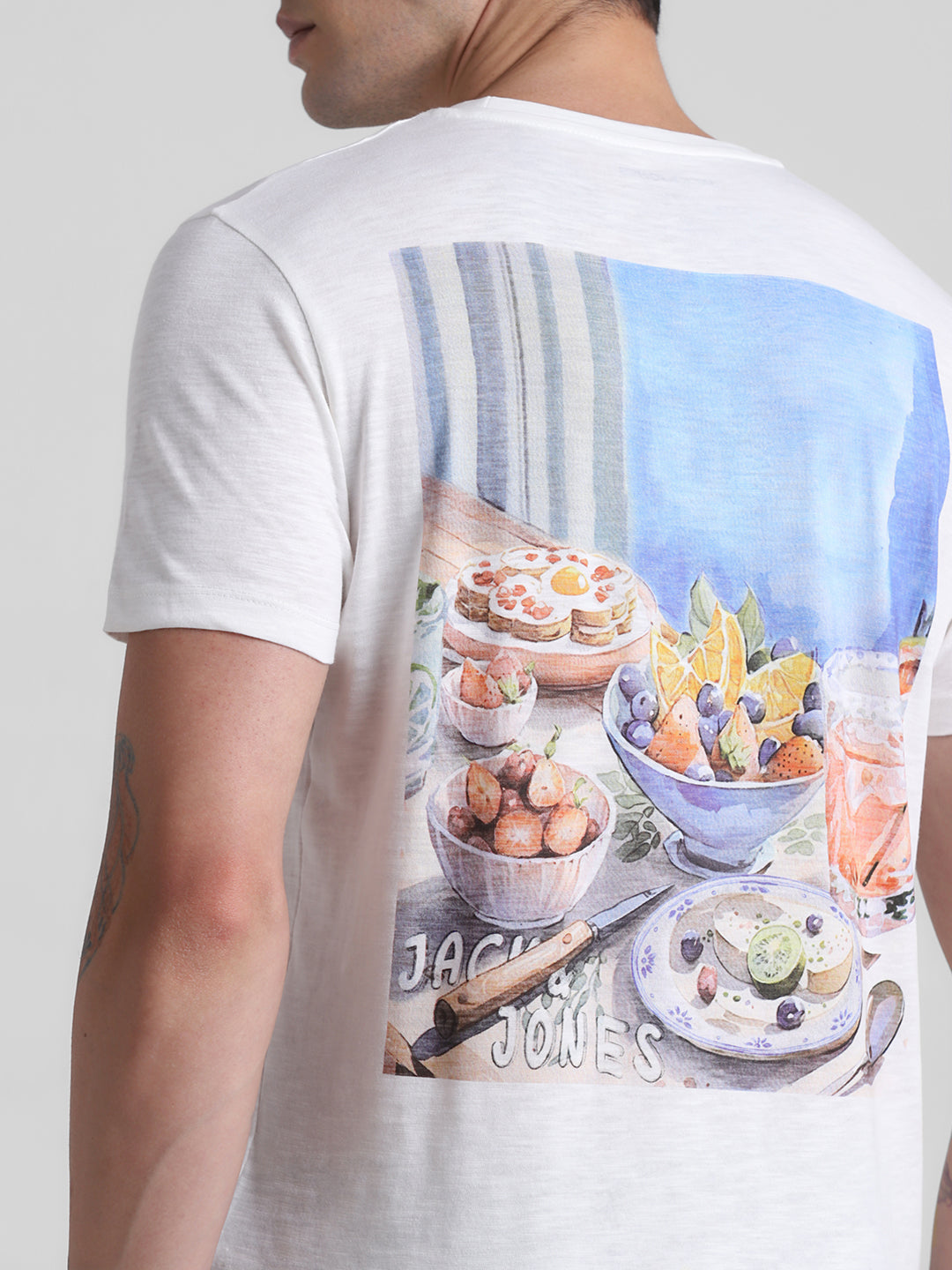 White Back Printed Cotton T-shirt