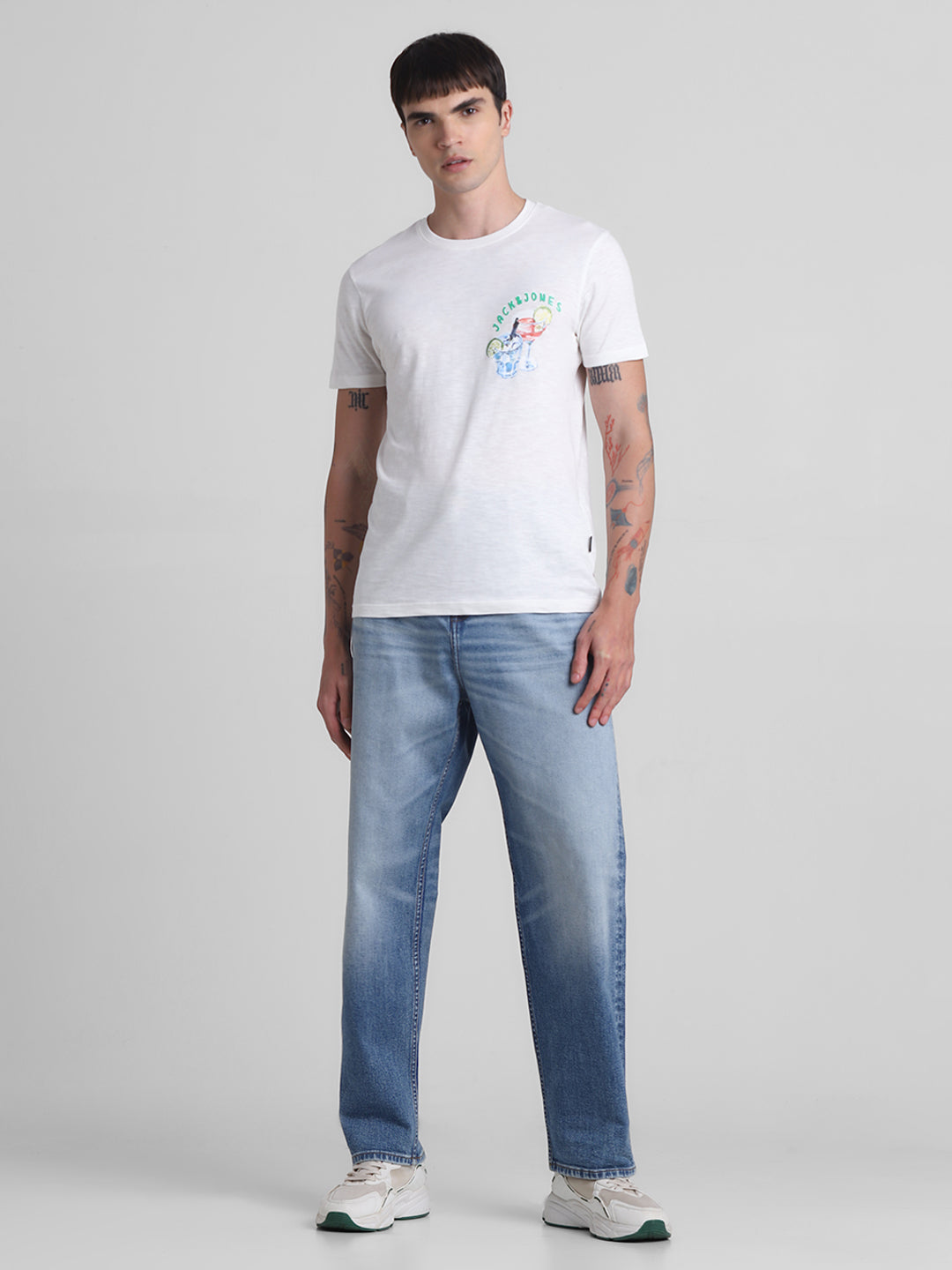 White Back Printed Cotton T-shirt