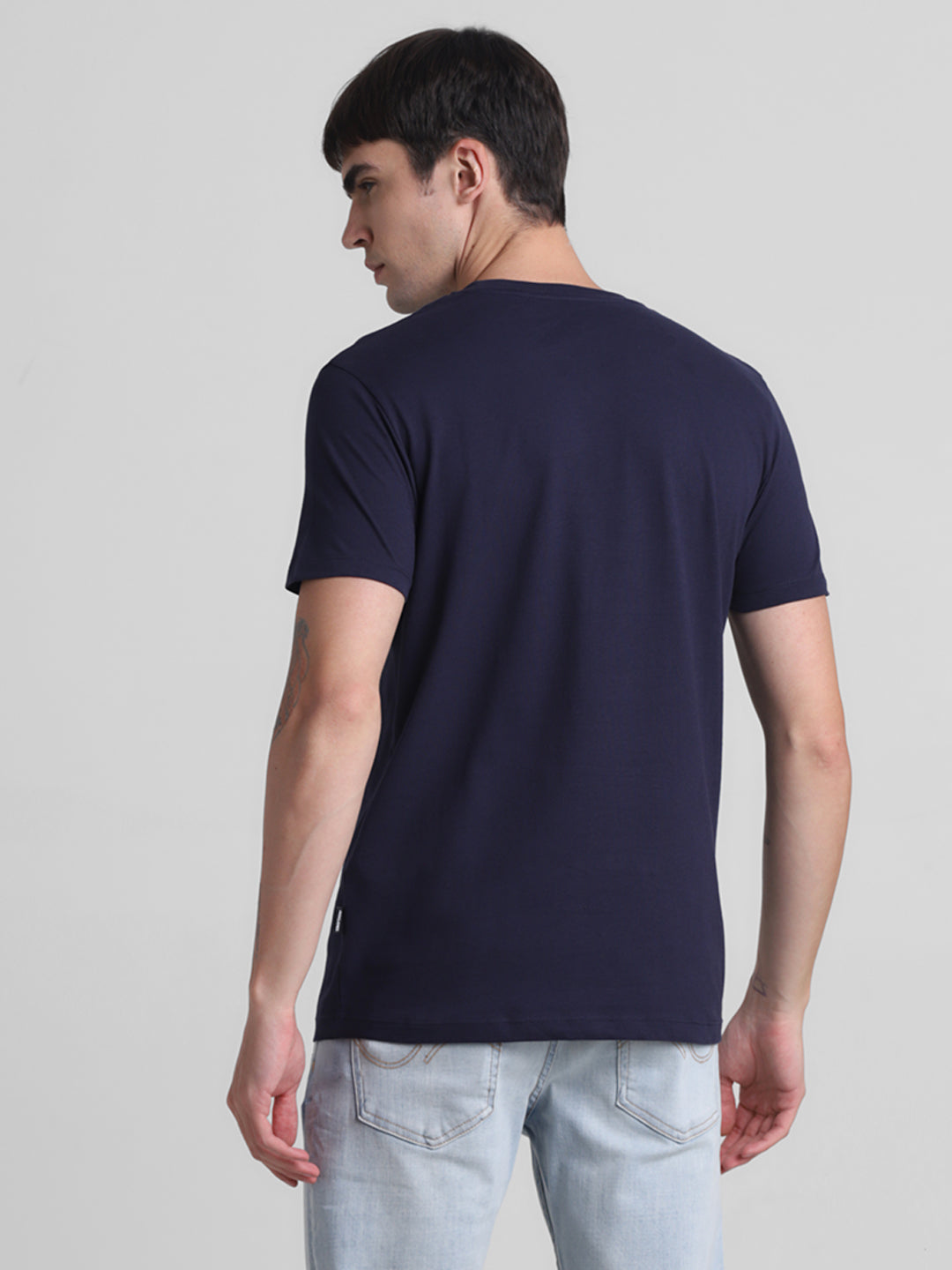 Navy Applique Patchwork Print T-shirt