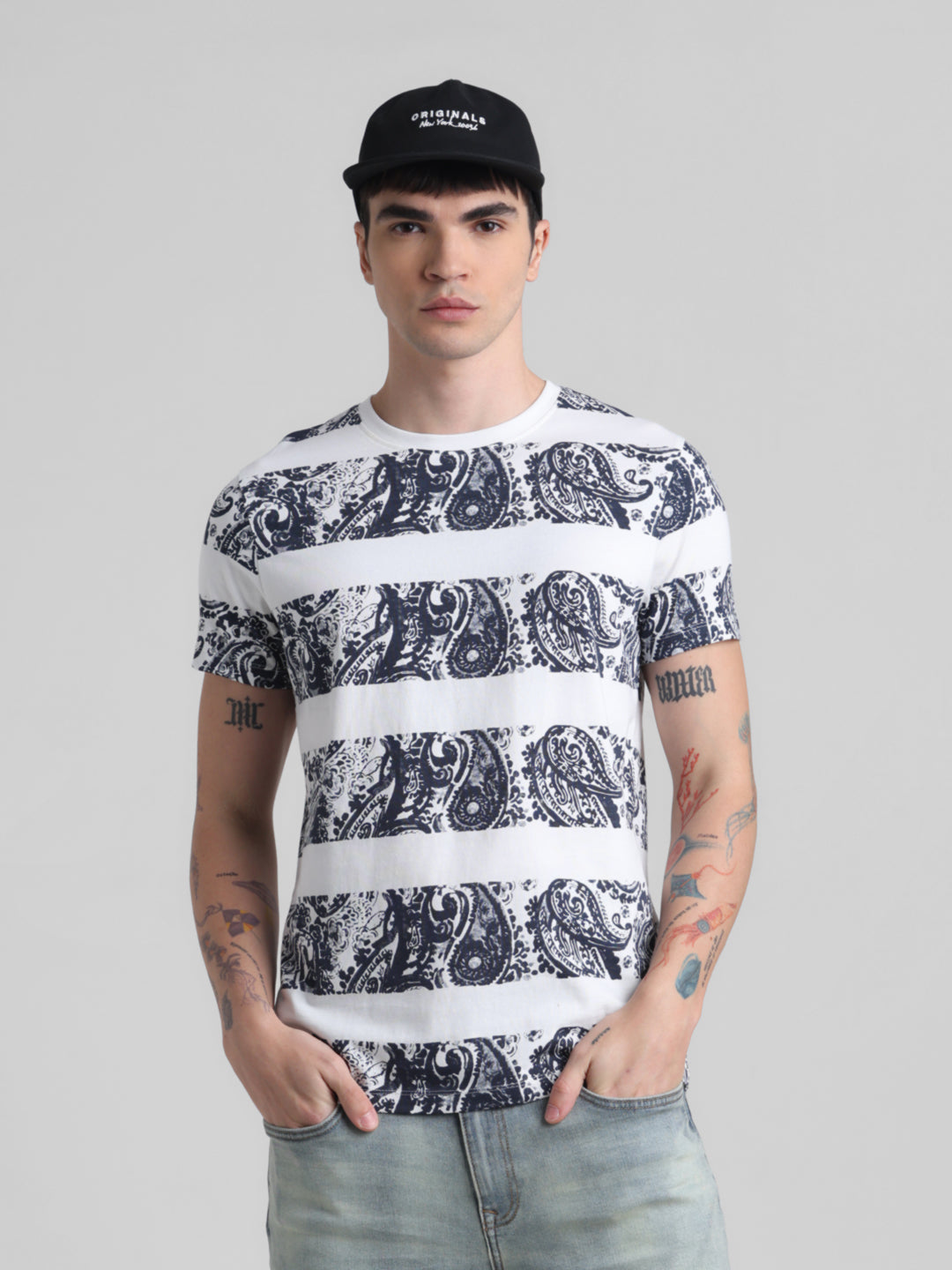 White printed Cotton T-shirt - S