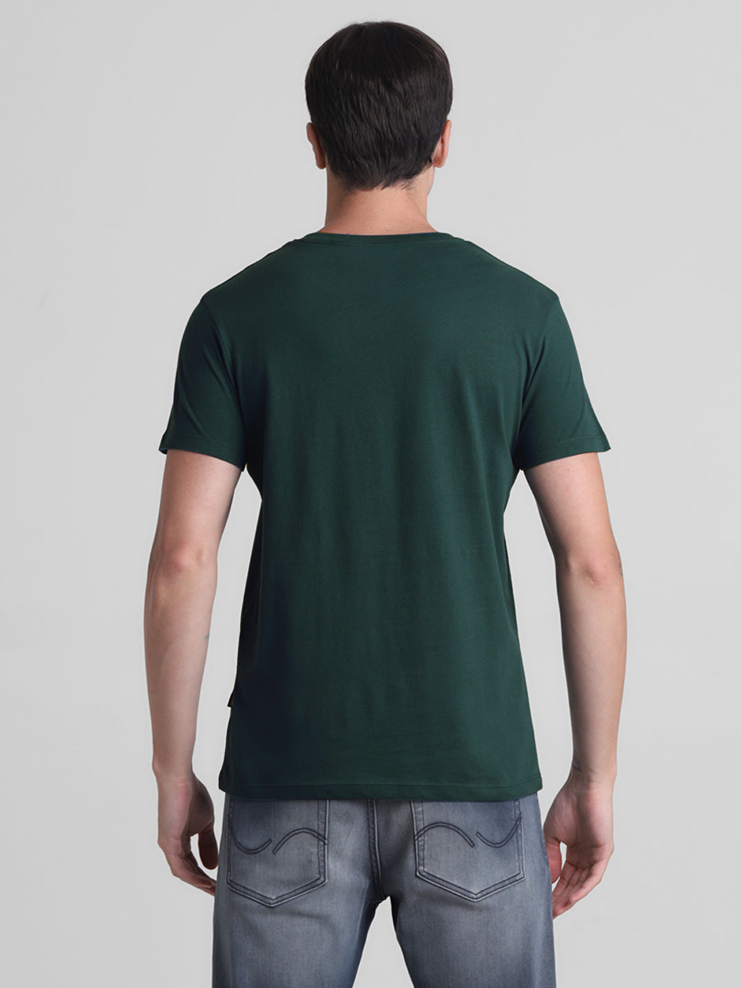 Dark Green Chest Print T-shirt