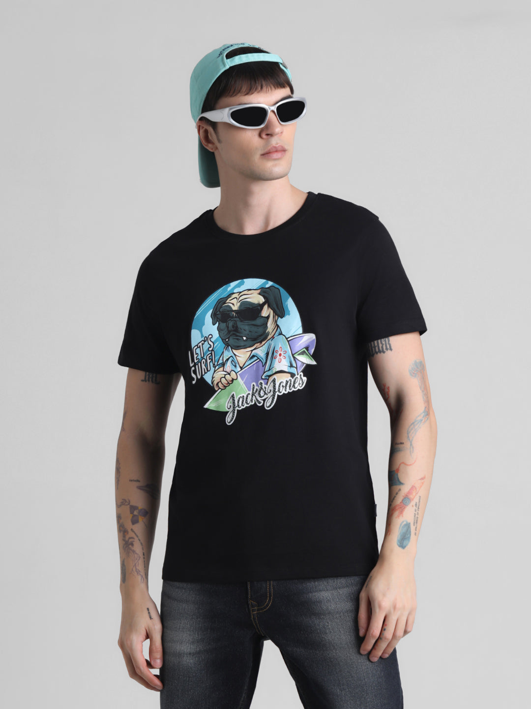 Black Printed Cotton T-shirt