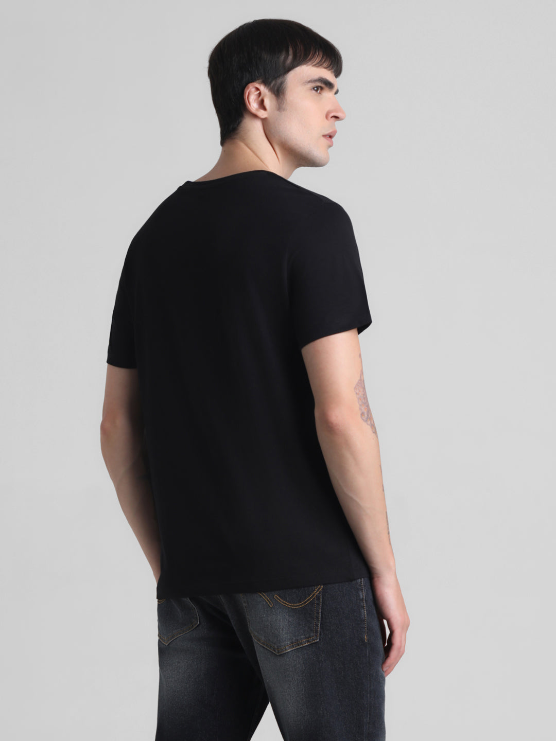 Black Printed Cotton T-shirt