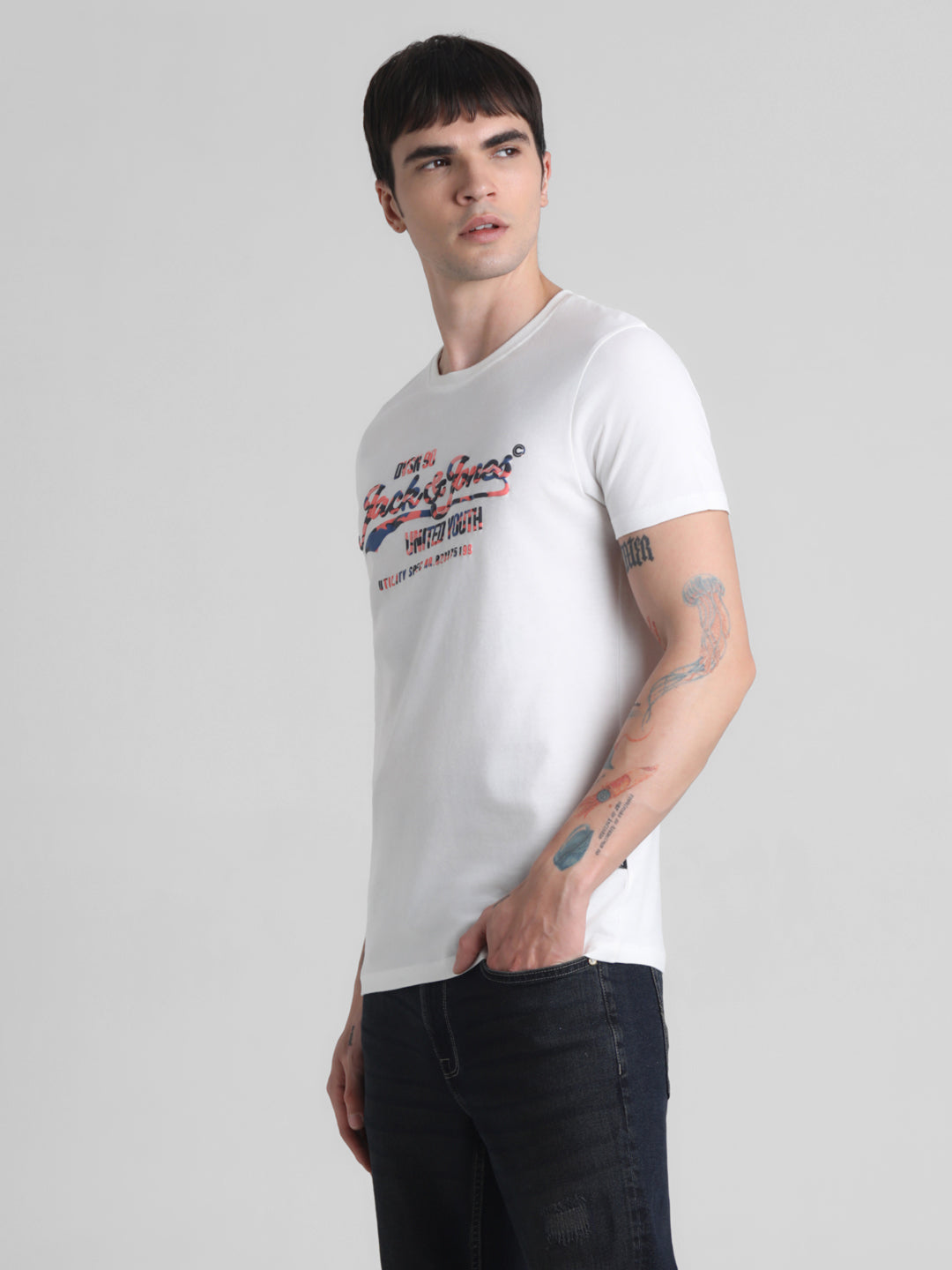 White Printed Cotton T-shirt