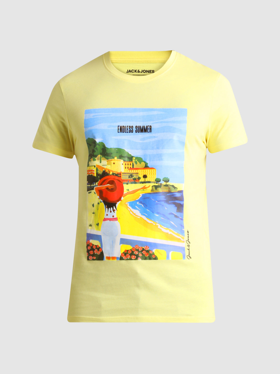 Yellow Printed Cotton T-shirt