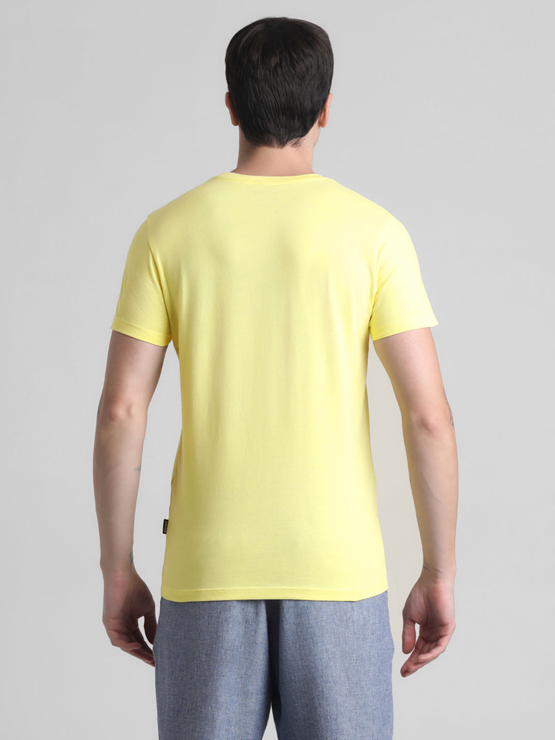 Yellow Printed Cotton T-shirt
