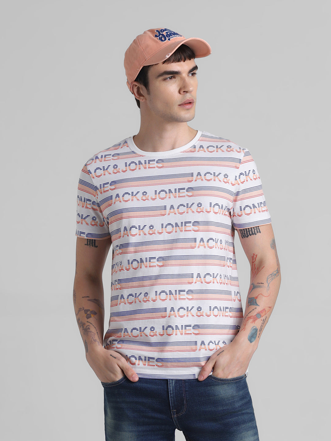 White Logo Print T-shirt