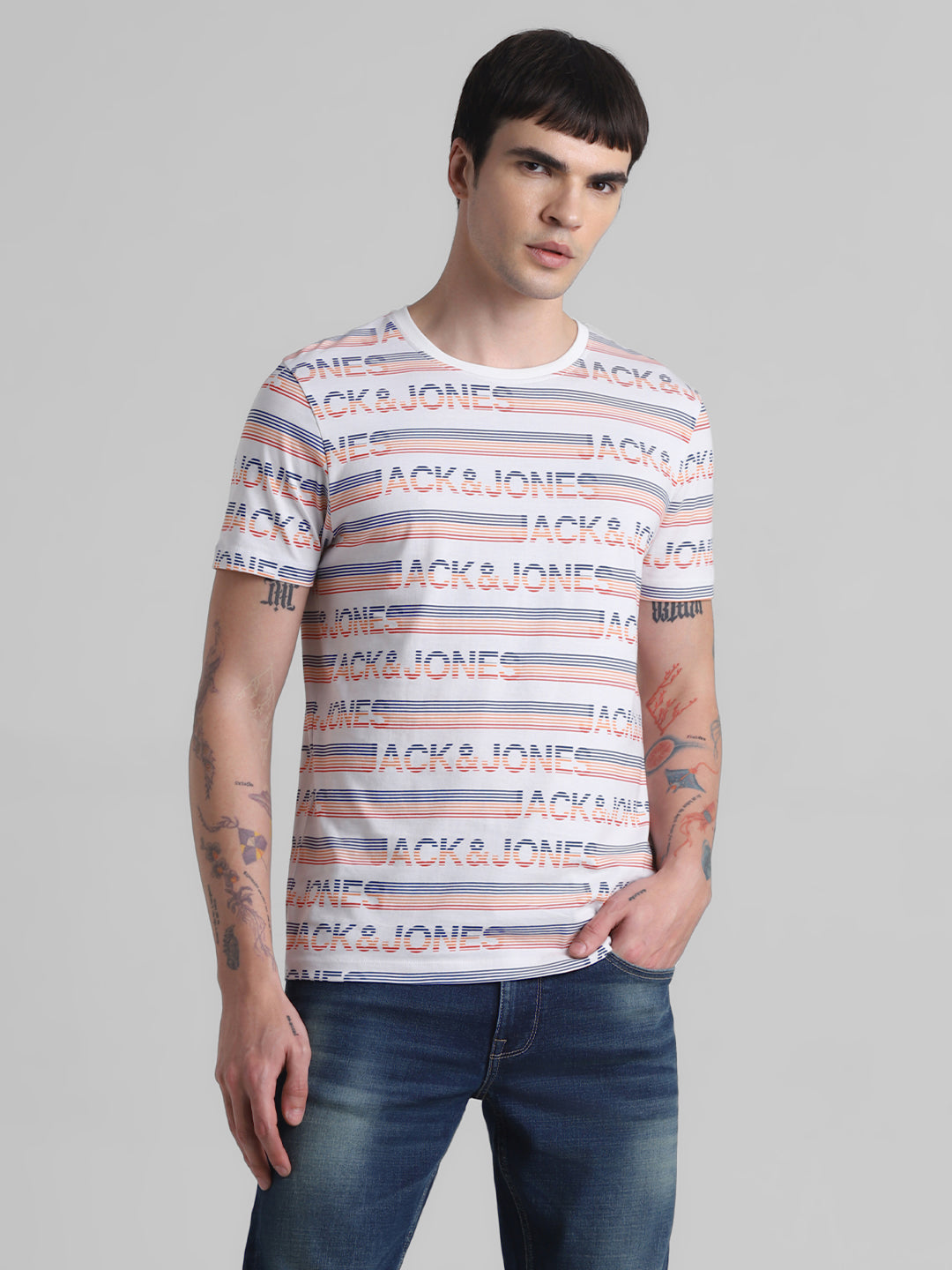 White Logo Print T-shirt