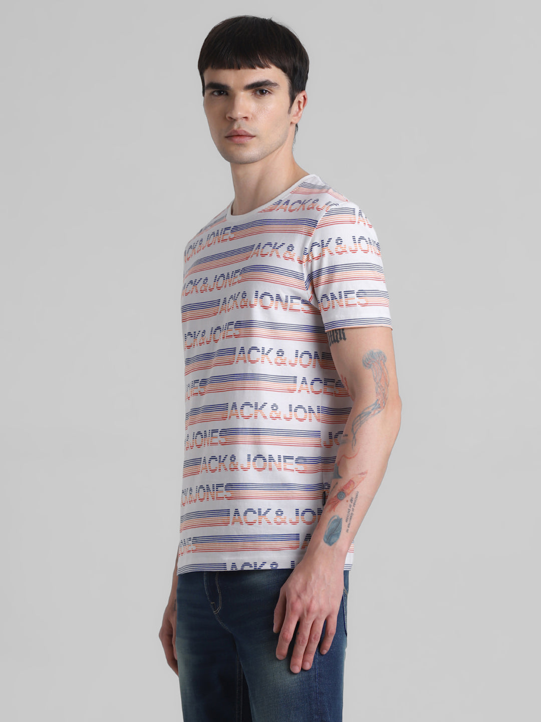 White Logo Print T-shirt