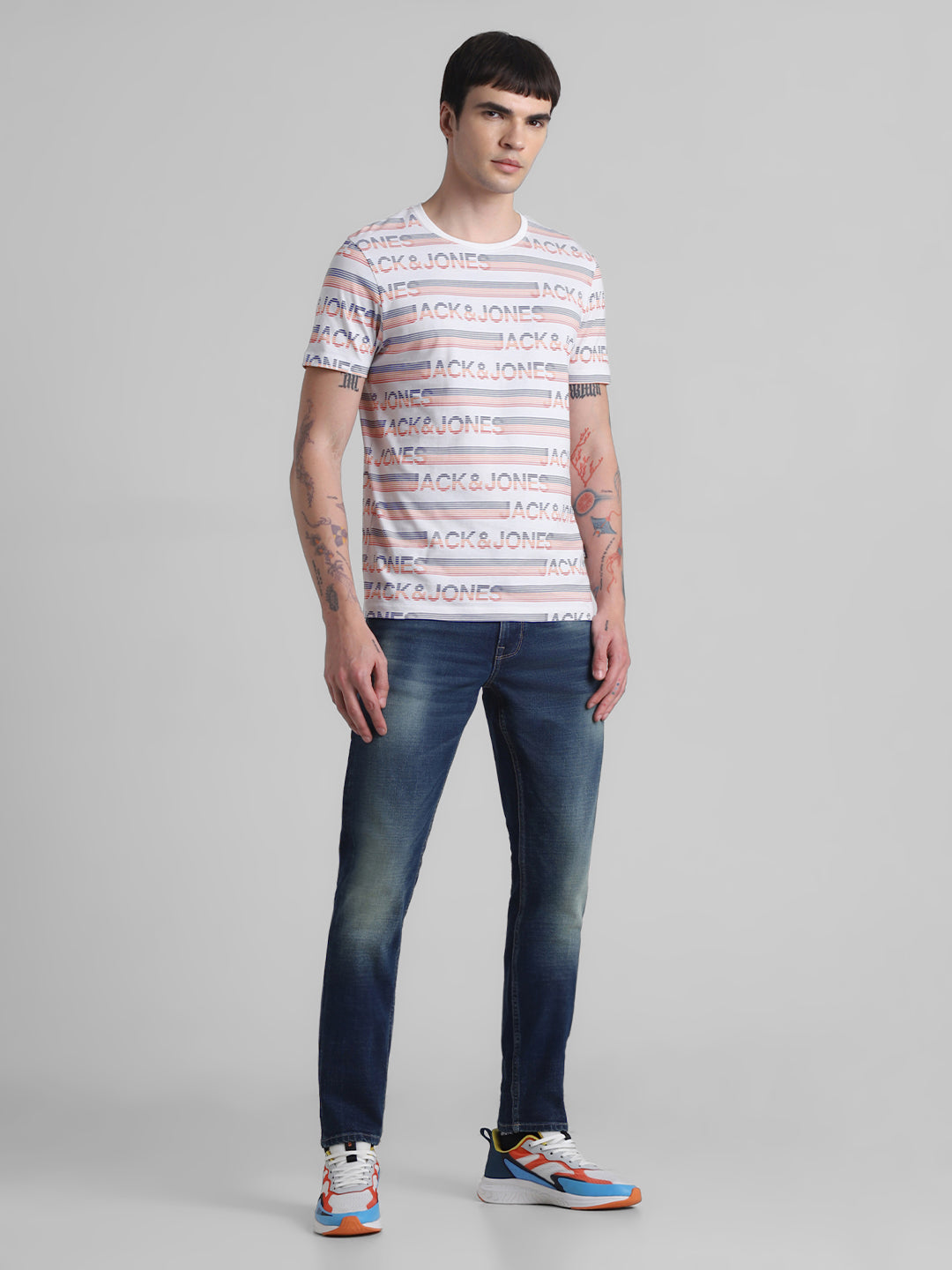 White Logo Print T-shirt