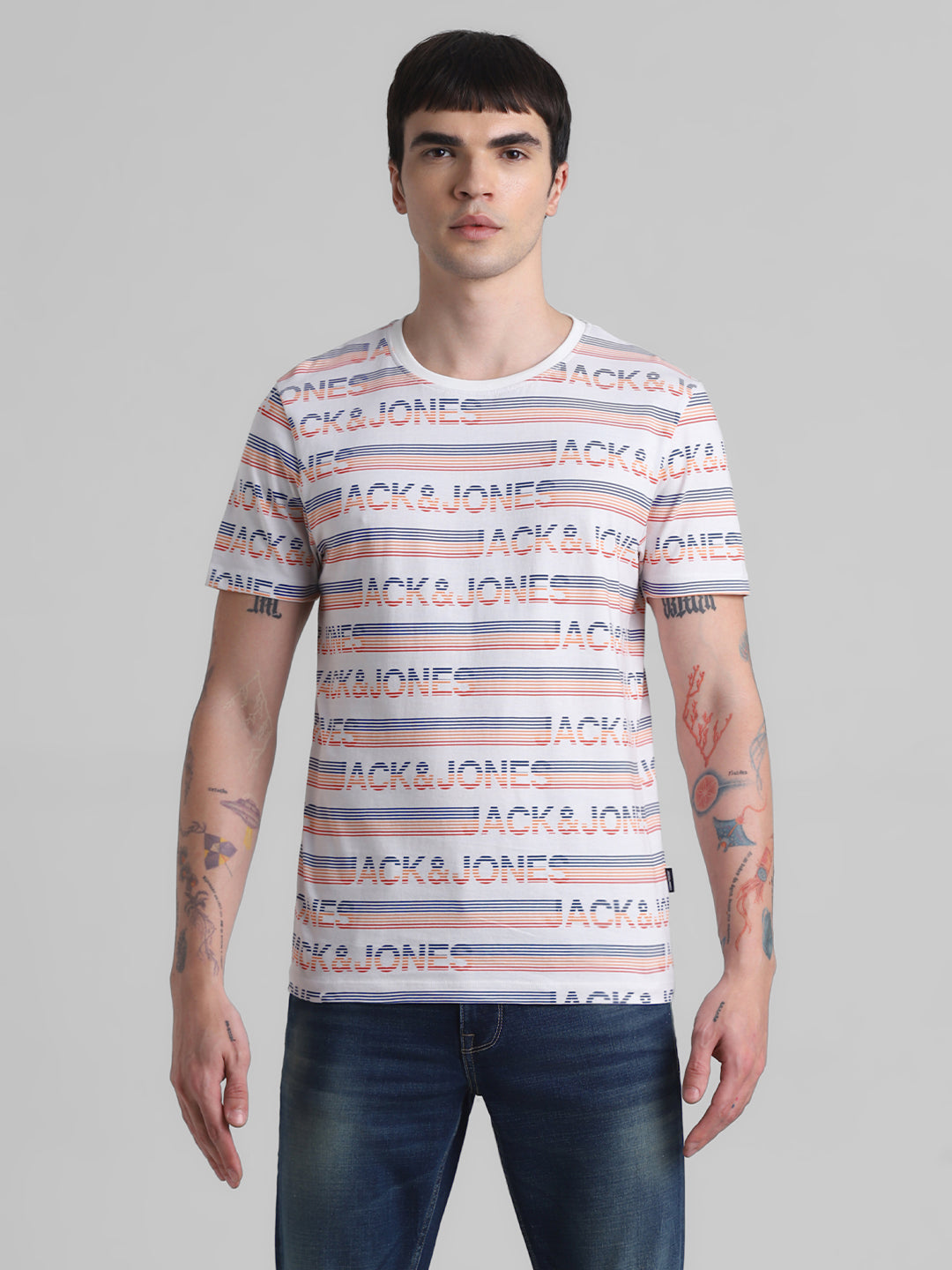 White Logo Print T-shirt