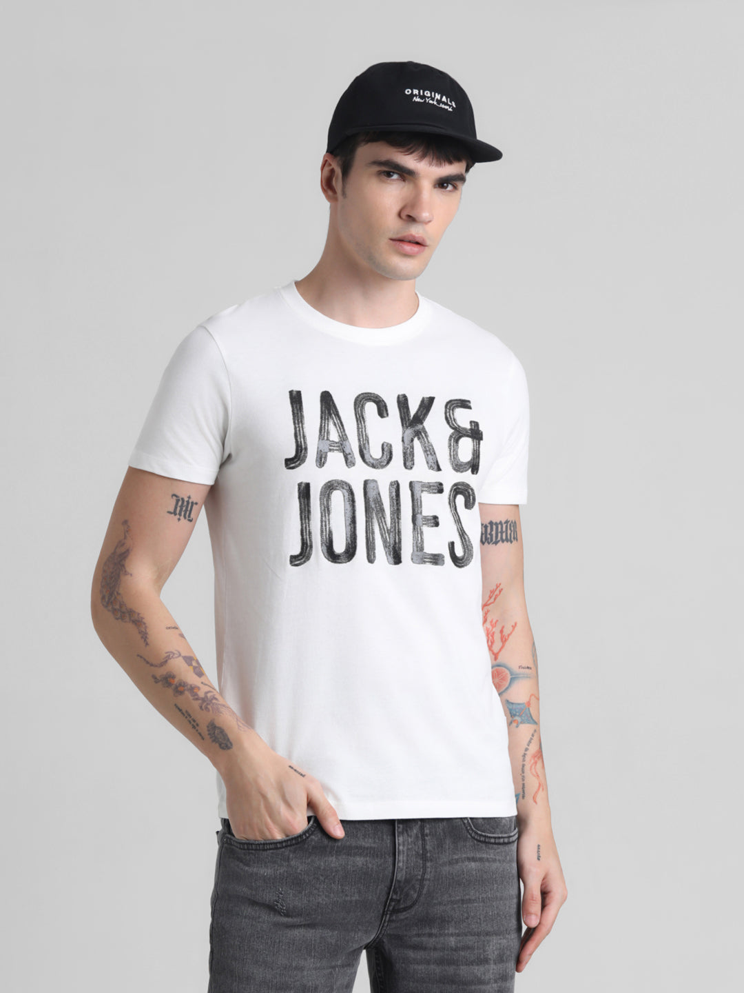 White Large Logo Print T-shirt - S
