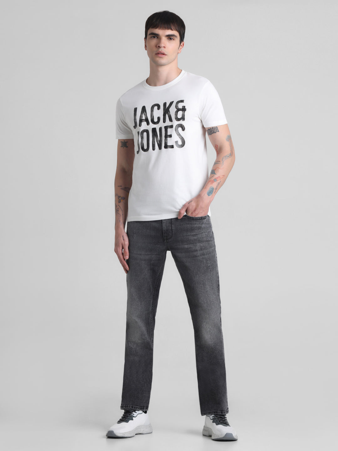 White Large Logo Print T-shirt